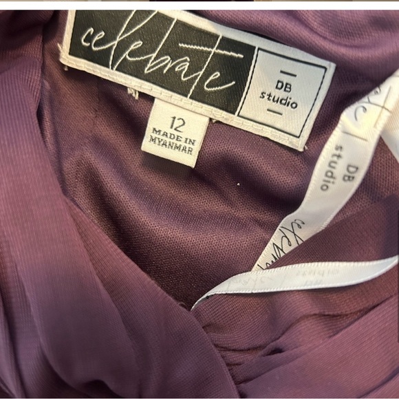 David's Bridal Plum Pleated Body Strapless Long Chiffon Bridesmaid Maxi Dress - Picture 3 of 8